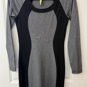 Green Dragon Black and Gray Long-Sleeve Bodycon Dress